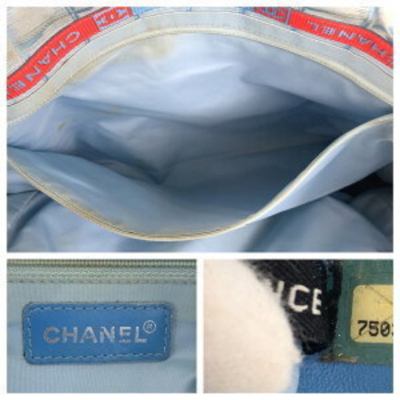 CHANEL Travel Line Blue Nylon Leather Tote Bag Neutra - Picture 9 of 9